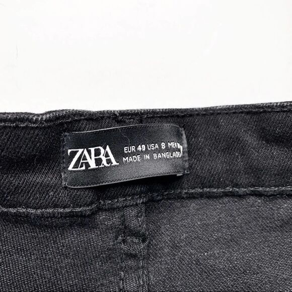 Zara High Waist Skinny Vintage Jeans Black Size 8 Stretch Denim - Picture 6 of 10